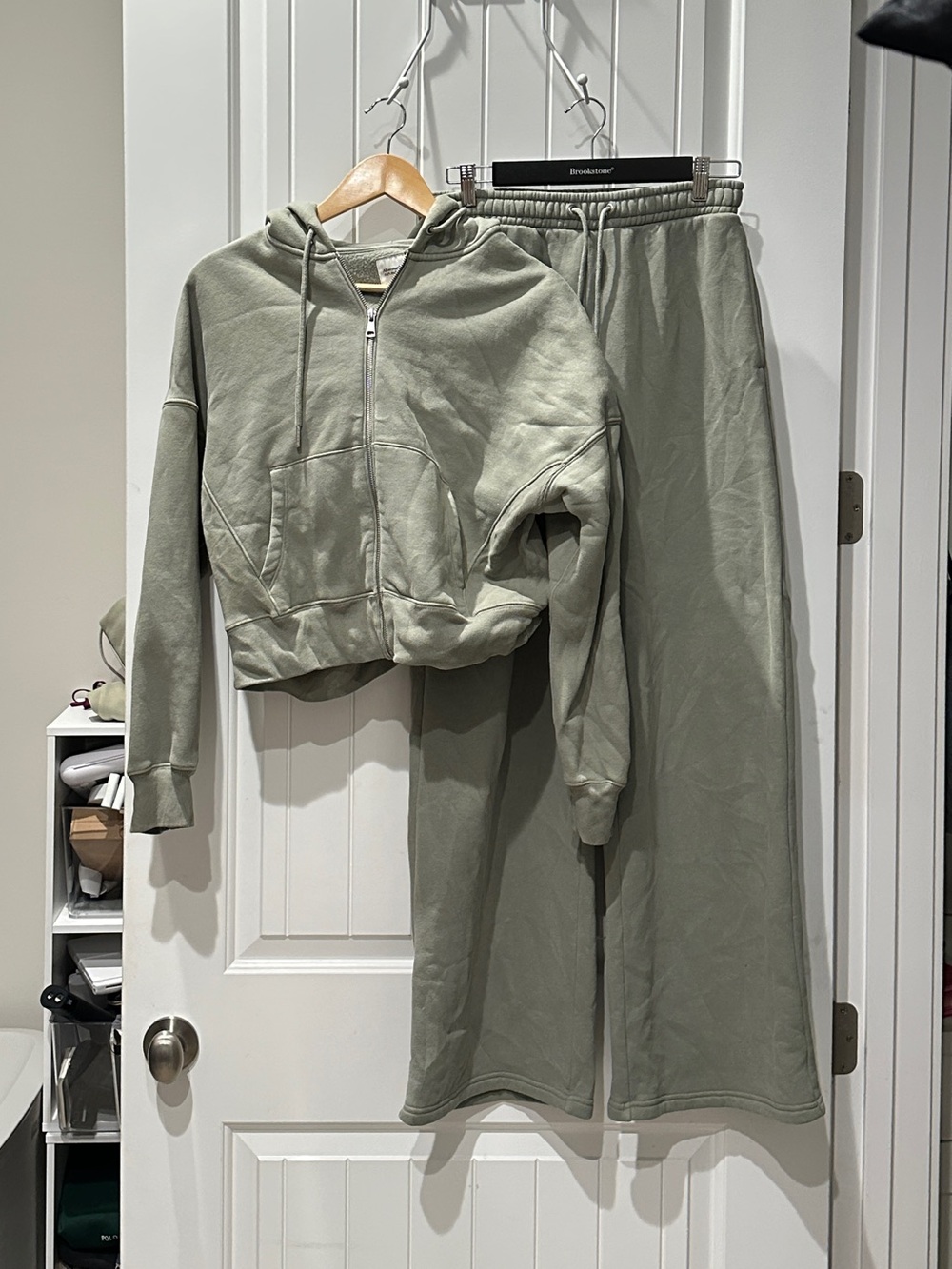 Abercrombie & Fitch Olive Zip Hoodie and Wide-Leg Joggers Set